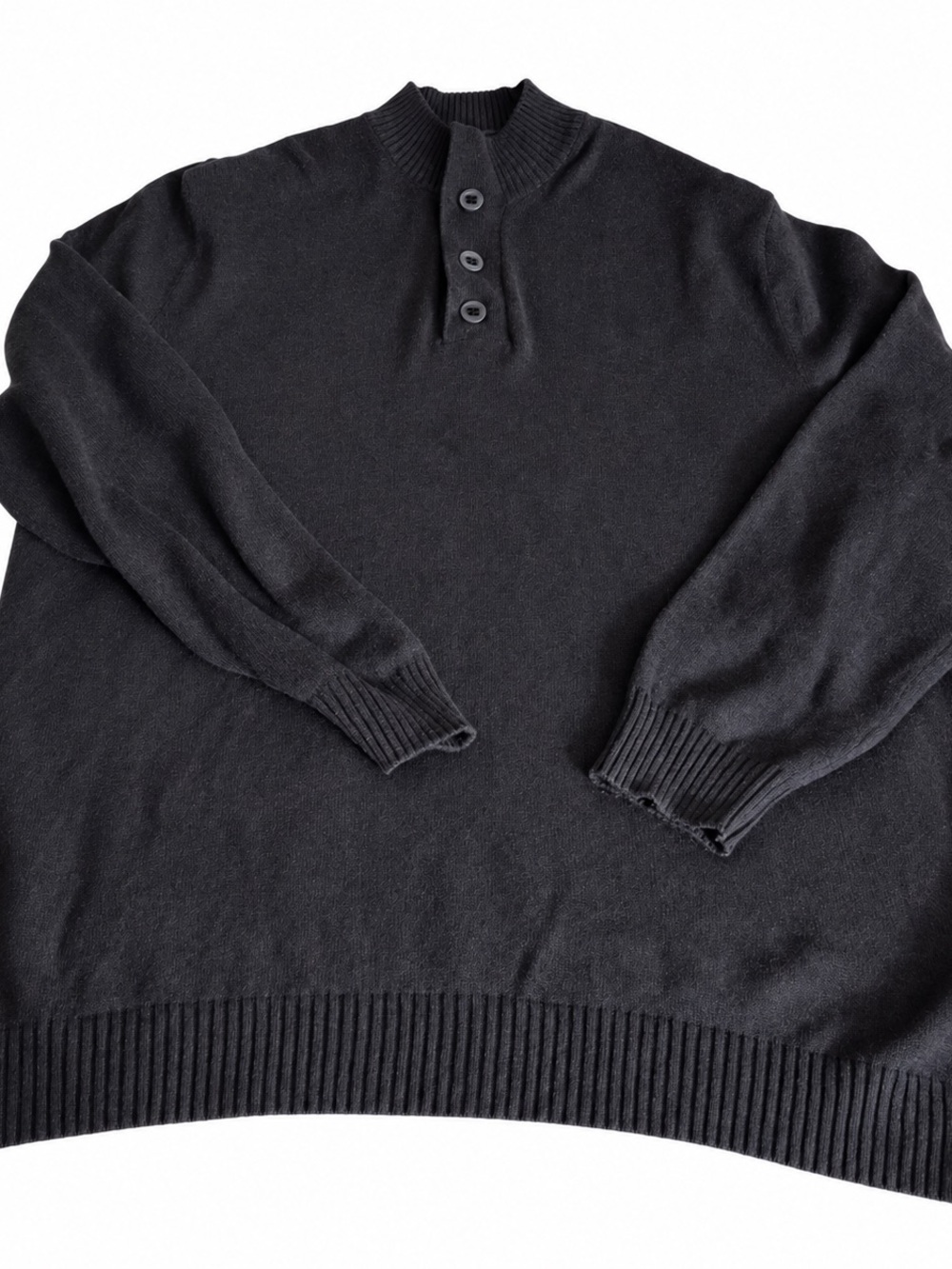 Joseph Abboud Black Crewneck Button Pullover